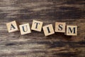 Concept of autism word on wooden cubes Royalty Free Stock Photo