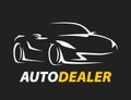 Concept auto dealer car logo with supercar sports vehicle silhouette
