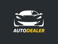 Concept auto dealer logo with supercar sports vehicle silhouette