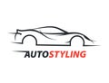 Concept auto styling car logo with supercar sports vehicle silhouette