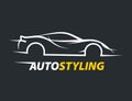 Concept auto styling car logo with supercar sports vehicle silhouette