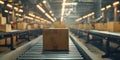 Efficient Packaging of Goods Using Automated Equipment and Robotics in Industrial Factory. Concept