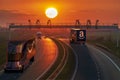 Concept of autonomous road transport implemented by Tesla Semi Truck for Amazon