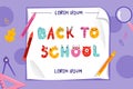 Concept Of Back To School. Colorful Funny Letters In Cartoon Style. Multi colored Title With School Theme Infographic