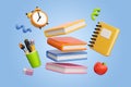 Concept of back to school, learning and onlline education banners. Royalty Free Stock Photo