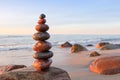 Concept of balance and harmony. Rock Zen at sunset. Royalty Free Stock Photo