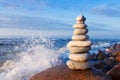 Concept of balance and harmony. Rock Zen at sunset. Royalty Free Stock Photo