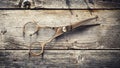 Concept Barber Shop. Old hairdressing scissors on a wooden background. Copy space Beauty. Royalty Free Stock Photo