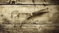 Concept Barber Shop. Old hairdressing scissors on a wooden background. Toned. Sepia. Copy space Beauty. Royalty Free Stock Photo