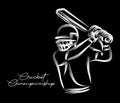 Concept of Batsman playing cricket - championship, Line art design