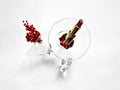 Concept beauty background with wine glasses. lipstick and konfetti Royalty Free Stock Photo