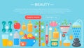 Concept beauty and shopping icons . Beauty, shopping, fashion concept infographics template design, web header icons