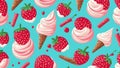 Berrylicious Fun Strawberry Ice Cream Between Whimsical Cookie Characters.AI Generated