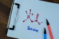 Concept of Betaine Molecule write on paperwork, structural chemical formula isolated on Wooden Table Royalty Free Stock Photo