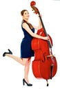 Concept for big business with business woman doublebass play . Royalty Free Stock Photo