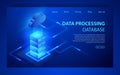 Concept of big data processing center, cloud database, server energy station of future.