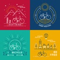 Concept bike line art bicycle set poster nature