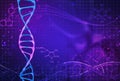 Concept of biochemistry with dna molecule on color background. Science concept background Royalty Free Stock Photo