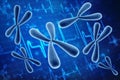 Concept of biochemistry X and Y chromosomes. 3d render