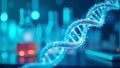 concept of bioinformatics and genomics research Futuristic laboratory, glowing DNA helix, digital science environmen