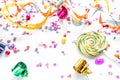 Concept birthday party on white background top view pattern Royalty Free Stock Photo