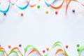 Concept birthday party on white background top view pattern Royalty Free Stock Photo