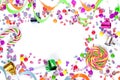 Concept birthday party on white background top view pattern Royalty Free Stock Photo