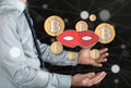Concept of bitcoin hacking Royalty Free Stock Photo