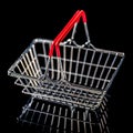 Concept of black friday advert sale empty metal shopping basket