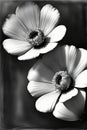 A Black And White Photo Of Three Flowers. Generative AI