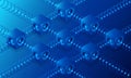 The concept of the blockchain. A chain of blocks containing information.