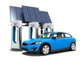 Concept blue electric refueling with solar panels and blue elect