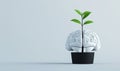 Concept of a brain growing into a plant, symbolizing growth and development. White background Royalty Free Stock Photo