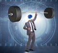 Concept with brain man and dumbbell Royalty Free Stock Photo