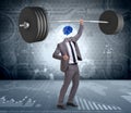 Concept with brain man and dumbbell Royalty Free Stock Photo