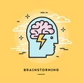 Concept of brainstorming, line flat design banner
