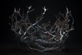 concept of branches of thorns woven into a crown depicting the casting a shadow of a royal crown on a dark. Generative AI Royalty Free Stock Photo