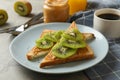 Concept of breakfast with toasts with avocado