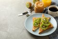 Concept of breakfast with toasts with avocado