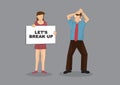 Concept of breakup couple. Creative cartoon vector illustration Royalty Free Stock Photo