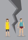 Concept of breakup couple. Creative cartoon vector illustration Royalty Free Stock Photo