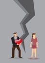 Concept of breakup couple. Creative cartoon vector illustration Royalty Free Stock Photo