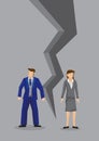 Concept of breakup couple. Creative cartoon vector illustration Royalty Free Stock Photo