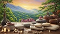 Brushstrokes of Bliss Immersing in the Serenity of a Hot Stone Massage for National Relaxa.AI Generated