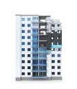 Concept of building a residential house, the scheme of warming the facade of a high-rise building Royalty Free Stock Photo