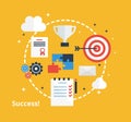 Concept of business achievement. Inspiration design with icons in flat style. Success concept - illustration. Royalty Free Stock Photo