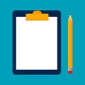 Concept for business: clipboard with blank sheets of paper. Clipboard and pencil. Vector illustration