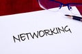 The concept of business and development. Conceptual text, phrase, word NETWORKING on a white sheet