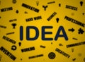 Concept of business ideas in yellow background. innovation, marketing, success, invention, creativity Royalty Free Stock Photo