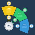 Concept of Business presentation with three steps. Template of a sales pipeline or diagram. Annual report. Infographic of
